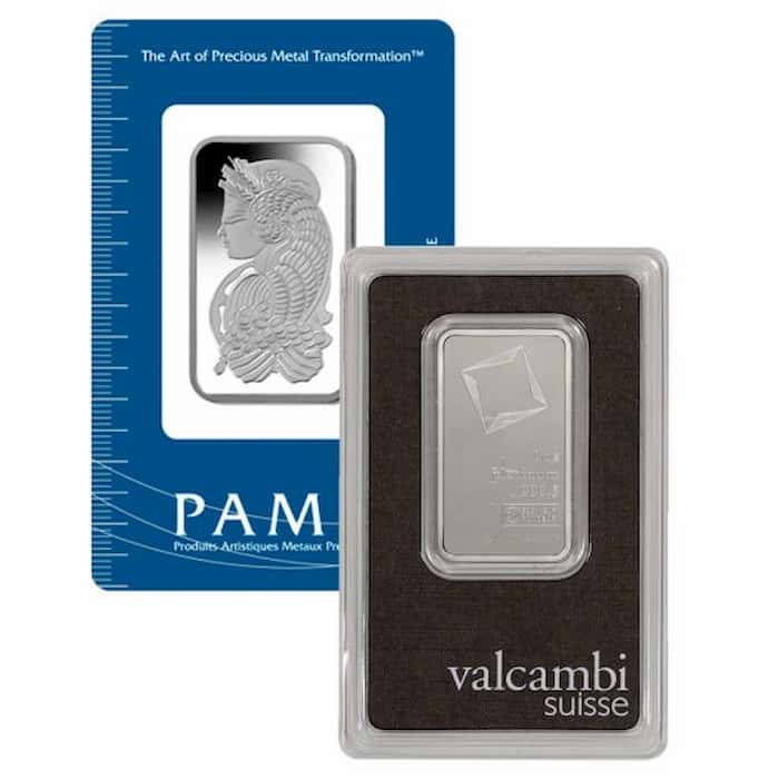 Platinum 1 oz Bar Bullion with Assay Card