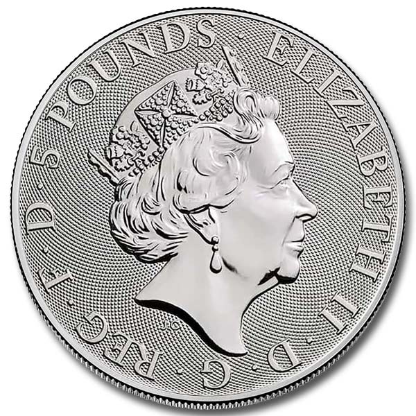 The Queen's Beasts: The White Horse of Hanover Silver 2 oz Coin (Random Year, BU)