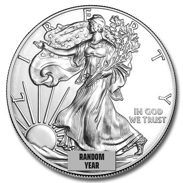 Silver American Eagle 1 oz Coin (Random Year, BU)