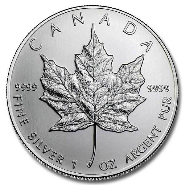 Silver Canadian Maple Leaf 1 oz Coin (Random Year, BU)