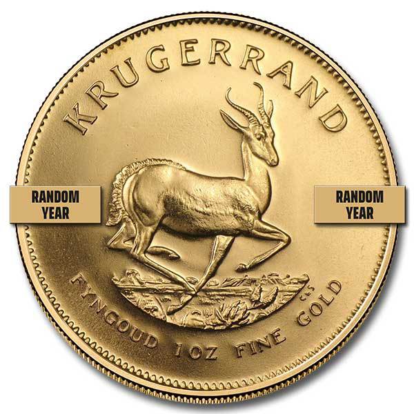 Gold South African Krugerrand 1oz Coin (Random Year, BU)
