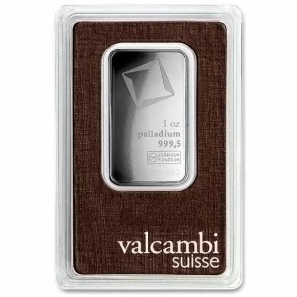 Valcambi 1 oz Palladium Bar Bullion (New in Assay)